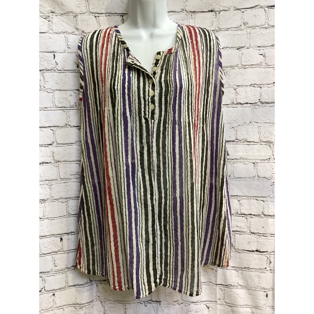 Vintage Public Clothing Company PCC Striped Top 100% Cotton Sleeveless Small